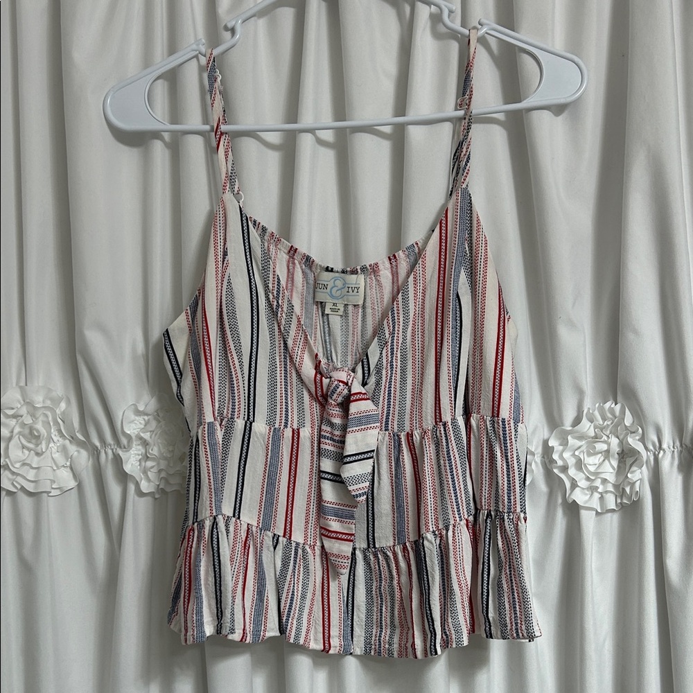 Red, White and Blue Multicolor Striped Cami